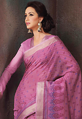 Era with extension in fashion, style, Grace and elegance have developed grand love affair with this ethnical wear. This beautiful pink cotton saree is nicely designed with paisley, abstract, geometric print and self weaving zari work. Beautiful print work on saree make attractive to impress all. It will enhance your personality and gives you a singular look. Matching blouse is available with this saree. Slight color variations are due to differing screen and photography resolution.