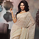 Off White and Light Brown Cotton Saree with Blouse
