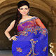 Blue Faux Georgette and Net Saree with Blouse