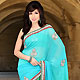 Shaded Light Blue and Green Viscose Saree with Blouse