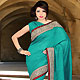 Turquoise Green Art Silk Saree with Blouse