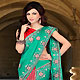 Green and Red Faux Chiffon Lehenga Style Saree with Blouse