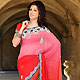 Pink and Red Viscose Saree with Blouse