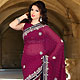 Burgundy Faux Georgette Saree with Blouse
