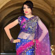 Shaded Dark Blue and Hot Pink Net Lehenga Style Saree with Blouse