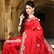 Red Dupion Silk Saree with Blouse