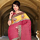 Carrot Red and Yellow Viscose and Art Silk Saree with Blouse