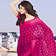 Dark Pink and Dark Blue Faux Chiffon Saree with Blouse
