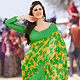 Yellow and Green Brasso Faux Georgette Saree with Blouse