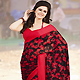 Black and Red Brasso Faux Georgette Saree with Blouse