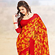 Mustard and Red Brasso Faux Georgette Saree with Blouse