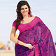 Purple and Pink Faux Georgette Saree with Blouse