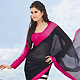 Black, Off White and Pink Faux Georgette Saree with Blouse