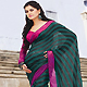 Dark Green and Black Faux Georgette Saree with Blouse