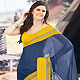 Grey and Yellow Faux Georgette Saree with Blouse