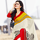 Off White, Red and Yellow Faux Georgette Saree with Blouse