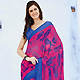 Pink and Blue Faux Chiffon Saree with Blouse