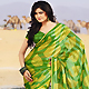 Green and Yellow Brasso Faux Georgette Saree with Blouse