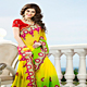 Shaded Yellow and Light Green Viscose Georgette Saree with Blouse