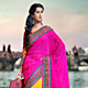 Pink and Light Orange Cotton Net and Banarasi Silk Saree with Blouse
