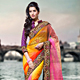 Yellow and Pink Net Saree with Blouse