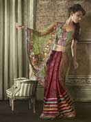 Vibrant Collection Floral Dhaga Print Work on Pallu zari, seeds, stone work faux georgette sarees,