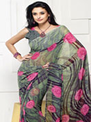 Know-it-all  your natural beauty with this Georgette saree. The saree can be used for some occasions and usual wear. Elegance your day with this georgette with all over with print work in a lovely pattern. The saree comes with a matching blouse also decorated with classy designs on the sleeves.