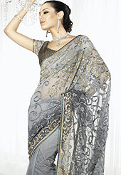 Let your personality speak for you this designer embroidered saree embellished with dhaga work and heavy embroidery all over the saree and  enriched with matching blouse .And  also embroidery work is beautified with hand embroidery all over the saree. The gray color of this saree made it attractive and unique to others. Slight Color variations possible due to differing screen and photograph resolutions.