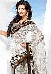 Stylish  Georgette saree  worked with print  work all over the saree, made it fabulous and it’s parsi border made attractive and give you stunning look.  Its cool and have a very modern look to impress all. Try out this years top trends, glowing, bold and natural collection. This saree is crafted for giving you ultimate look.  Slight Color variations possible due to differing screen and photograph resolutions.