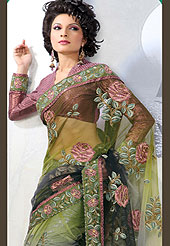 Be the cynosure of all eyes with this exquisite range of party wear sarees in flattering colors and combinations. This collection of Net Sarees ,flaunt your feminine grace and glamour in this smart and classic wear collection of sarees. Designer  Saree in material  with net embellished  with heavy embroidery  work all over the saree and  embroidered lace on border. Slight Color variations possible due to differing screen and photograph resolutions.