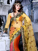 Enjoy this season with this net and brocade saree. This saree is nicely designed with floral embroidered border and butti done with resham and zari work. It’s cool and has a very modern look to impress all. The matching blouse made it fabulous. This saree is specially crafted for giving you ultimate look. Slight Color variations are possible due to differing screen and photograph resolutions.