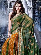 Enjoy this season with this georgette and brocade saree. This saree is nicely designed with floral embroidered border and butti done with resham and zari work. It’s cool and has a very modern look to impress all. The matching blouse made it fabulous. This saree is specially crafted for giving you ultimate look. Slight Color variations are possible due to differing screen and photograph resolutions.