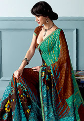 Style and trend will be at the peak of your beauty when you adorn this Printed saree. This beautiful and pretty printed saree nicely designed with Stylish floral pattern. The saree is specially crafted for your stunning look and terrific style. This saree material is georgette. Matching Blouse is available. Slight color variations are possible due to differing screen and photograph resolution.