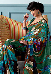 Try out this year top trends, glowing, bold and natural collection. This beautiful and pretty printed saree nicely designed with Stylish floral pattern. The saree is specially crafted for your stunning look and terrific style. This saree material is georgette. Matching Blouse is available. Slight color variations are possible due to differing screen and photograph resolution.