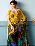 Emblem of fashion and beauty, each piece of our range of printed Saree is certain to enhance your look as per today’s trends. This beautiful and pretty printed saree nicely designed with Stylish floral pattern. The saree is specially crafted for your stunning look and terrific style. This saree material is georgette. Matching Blouse is available. Slight color variations are possible due to differing screen and photograph resolution.