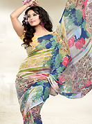 Get ready to sizzle all around you by sparkling saree. This georgette saree is nicely designed with abstract floral print work while using multicolor and fabulous style. Colors are highlighting the beauty of saree. It’s a perfect casual wear saree. Matching blouse gives a perfect finish to the entire saree. Slight Color variations are possible due to differing screen and photograph resolutions.