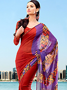 Bold colors created by the inventive drapes of textile catch the imagination like no other contemporary clothing. This saree is nicely designed with beautiful print work in geometrical and abstract art pattern. Shades of saree made it attractive and unique to others. Border of saree is nicely designed with piping work. The saree is specially crafted for your stunning look and terrific style with this matching blouse. This saree made with georgette fabric. Slight Color variations are possible due to differing screen and photograph resolutions.