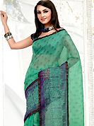Ultimate collection of printed sarees with fabulous style. This Pastel green net printed casual wear saree have beautiful floral butti print work on all over. Border has amazing contrasting fabric lace. It’s cool and has a very modern look to impress all. Matching blouse is available.  Slight Color variations are possible due to differing screen and photograph resolutions.