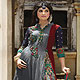A simple beautiful suit with exotic yoke work and elegance color