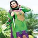 Lime Green Embroidered Churidar Kameez with Dupatta
