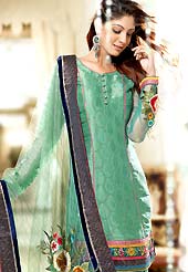 Be the cynosure of all eyes with this wonderful traditional wear in flattering colors and combinations. This chanderi cotton salwar kameez is nicely designed with embroidered border. Butti print and floral patch on dupatta is highlighting the beauty of the suit. Matching salwar and embroidered dupatta is available with this suit. Slight Color variations are possible due to differing screen and photograph resolutions.