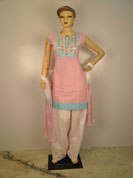 Cotton suit the heavy neck yoke work with printed salwar style with 2 color combination duptta