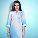 White and Sky Blue Readymade Indo Western Tunic