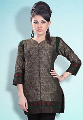 This Black and Grey Readymade Indo Western Tunic. This tunic is nicely designed with floral embroidery work done with cotton thread. This is perfect casual wear readymade tunics. This is made with linen cotton fabric. Slight color variations are possible due to differing screen and photograph resolution.
