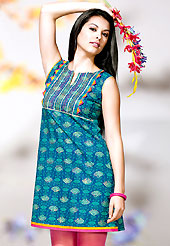 Printed kurti are the best choice for a girl to enhance her feminine look. A Stylish and beautiful floral print work on kurti creates a stunning touch and adds to the elegance of the entire suit. Stylish pattern of this kurti is nice. This kurti is made with cotton fabric. This is readymade casual wear and 36,38,40,42 & 44 sizes are available. Slight Color variations are possible due to differing screen and photograph resolutions.
