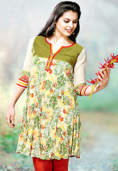 The most beautiful refinements for style and tradition. This kurti is embellished with beautiful floral print work on all over in fabulous style. This kurti is made with cotton fabric. This is readymade casual wear and 36,38,40,42 & 44 sizes are available. Slight Color variations are possible due to differing screen and photograph resolutions.