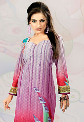 This light grey and deep pink cotton tunic is nicely designed with floral, abstract print and lace work in fabulous style. This is a perfect casual wear. This is made with cotton fabric. Bottom shown in the image is just for photography purpose. Slight color variations are possible due to differing screen and photograph resolution.