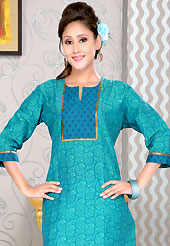 Style and trend will be at the peak of your beauty when you adorn this kurti. This simple and pretty kurti has beautiful floral, paisley print and gota patti work. This drape material is cotton. The entire ensemble makes an excellent wear. This is a perfect casual wear readymade kurti. Slight Color variations are possible due to differing screen and photograph resolutions.