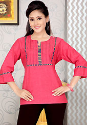 Outfit is a novel ways of getting yourself noticed. This simple and pretty kurti has beautiful thread, sequins and patch work. This drape material is cotton. The entire ensemble makes an excellent wear. This is a perfect casual wear readymade kurti. Slight Color variations are possible due to differing screen and photograph resolutions.