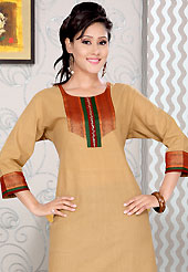 Bold colors created by the inventive drapes of textile catch the imagination like no other contemporary clothing. This simple and pretty kurti has beautiful embroidery patch work. Embroidery patch is done with thread, sequins and patch work. This drape material is cotton. The entire ensemble makes an excellent wear. This is a perfect casual wear readymade kurti. Slight Color variations are possible due to differing screen and photograph resolutions.